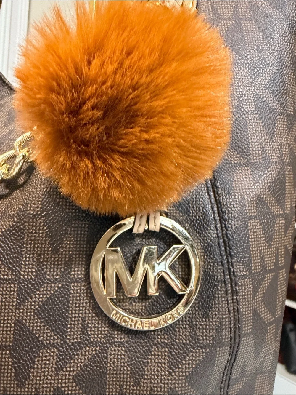 Michael Kors Lily Chain Brown Monogram Shoulder Bag